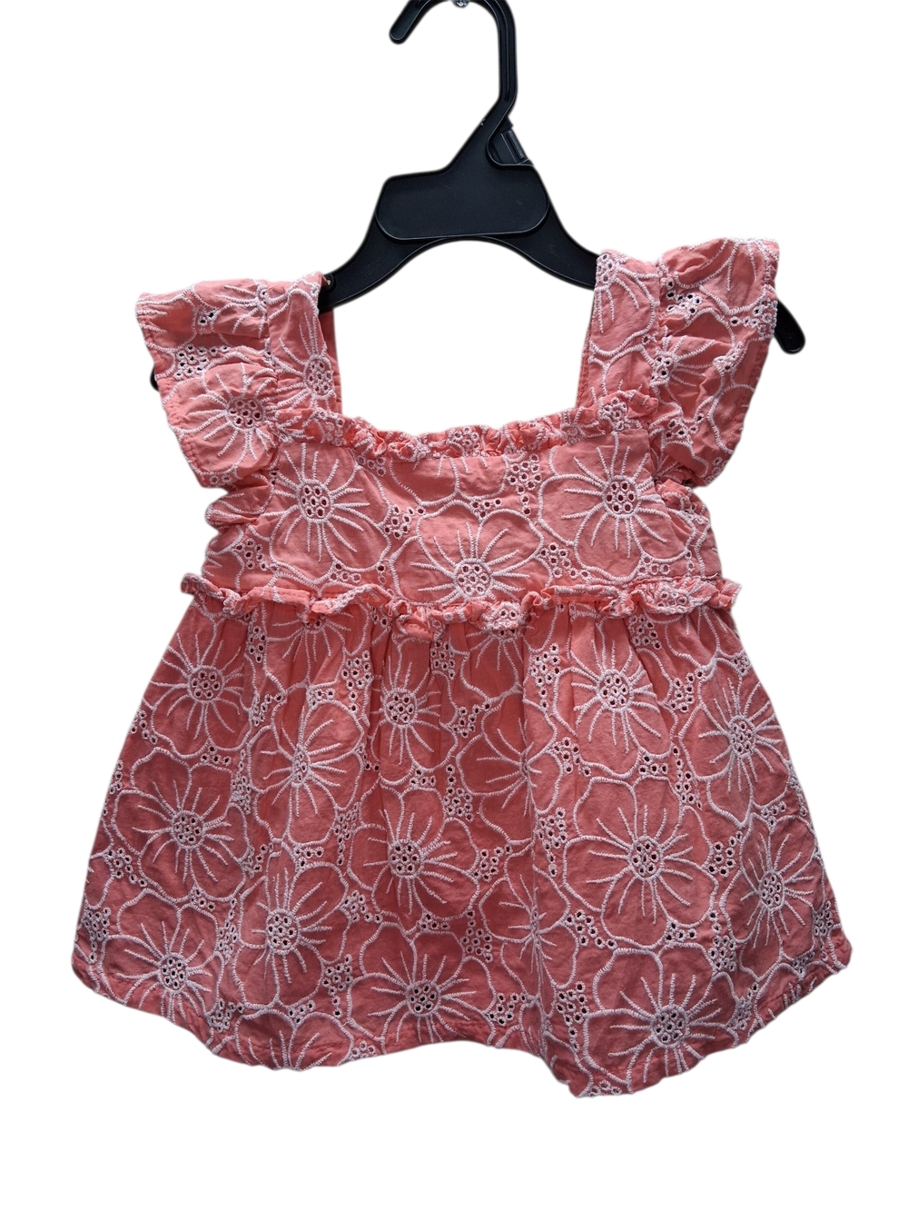 Catherine Malandrino Toddler Girl Coral Eyelet Floral Tunic Top Blouse Size 3T
